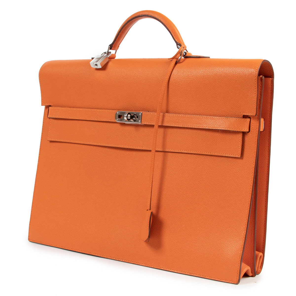 Hermès Kelly Sac a Depeches 38 Orange PHW for the best price at Labellov