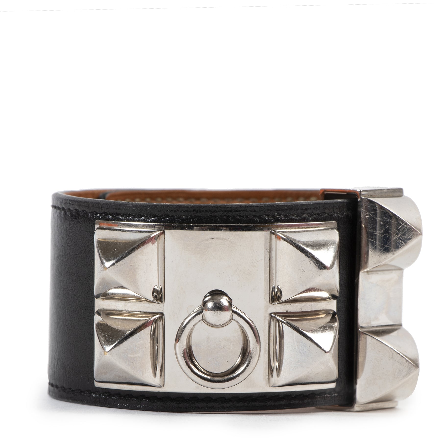 Authentieke Tweedehands Hermès Black Leather Collier De Chien Bracelet - Size Large juiste prijs veilig online shoppen luxe merken webshop winkelen Antwerpen België mode fashion