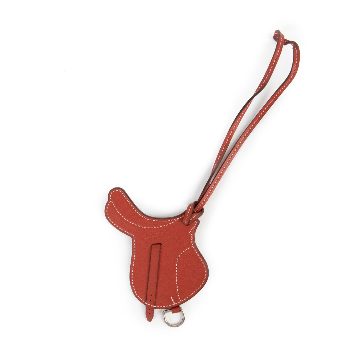 Shop safe online Hermès Burgundy Paddock Salle Bag Charm , Hermès bag charm as new, Beautiful Hermès saddle bag charm.