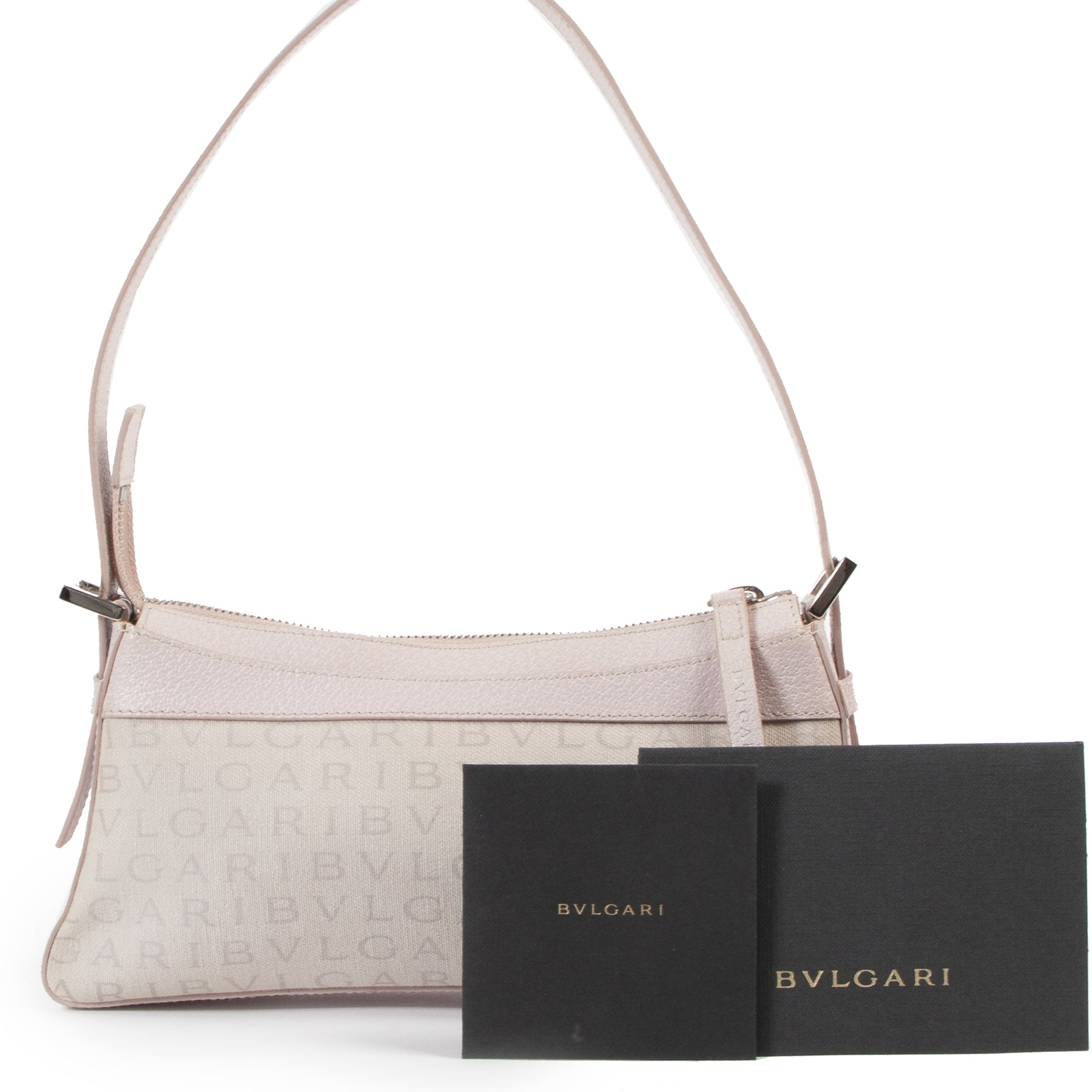 Authentic secondhand Bulgari Pink Pochette Pyramid Shoulder Bag designer bags fashion luxury vintage webshop safe secure online shopping