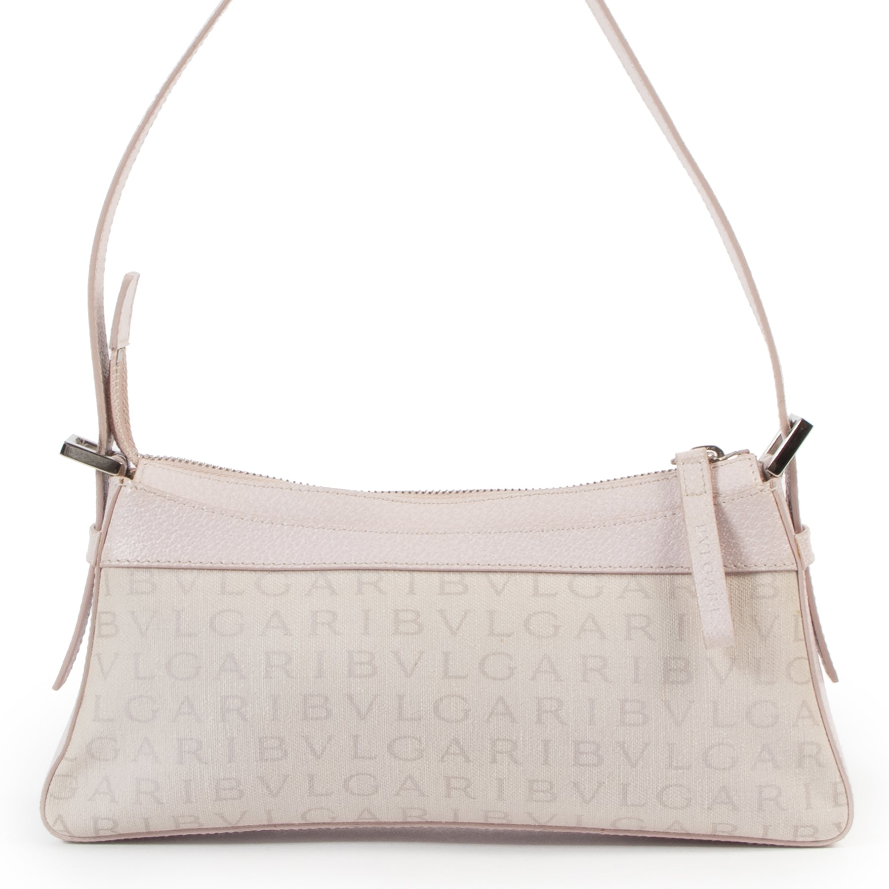 Authentieke Tweedehands Bulgari Pink Pochette Pyramid Shoulder Bag juiste prijs veilig online shoppen luxe merken webshop winkelen Antwerpen België mode fashion