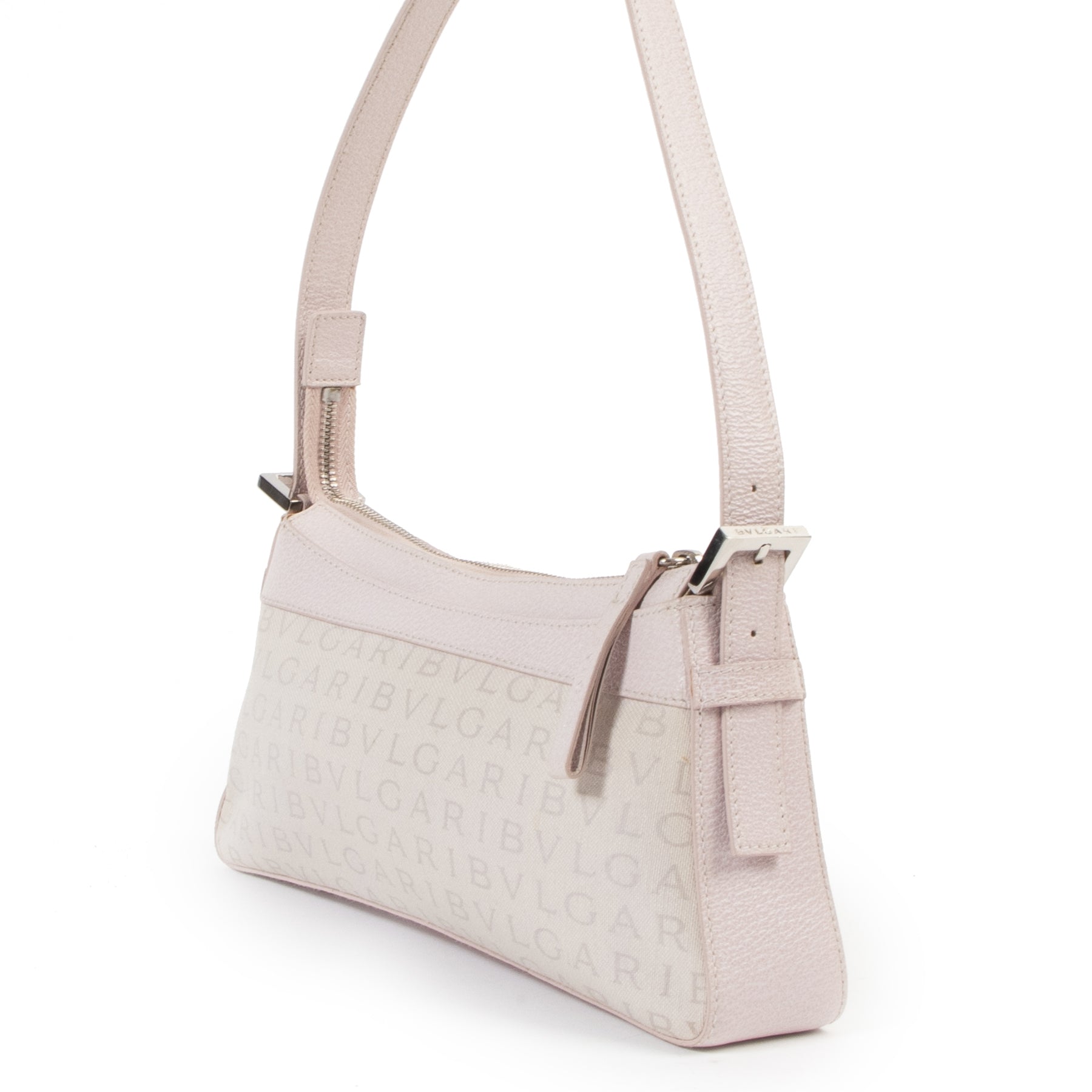 Authentieke Tweedehands Bulgari Pink Pochette Pyramid Shoulder Bag juiste prijs veilig online shoppen luxe merken webshop winkelen Antwerpen België mode fashion