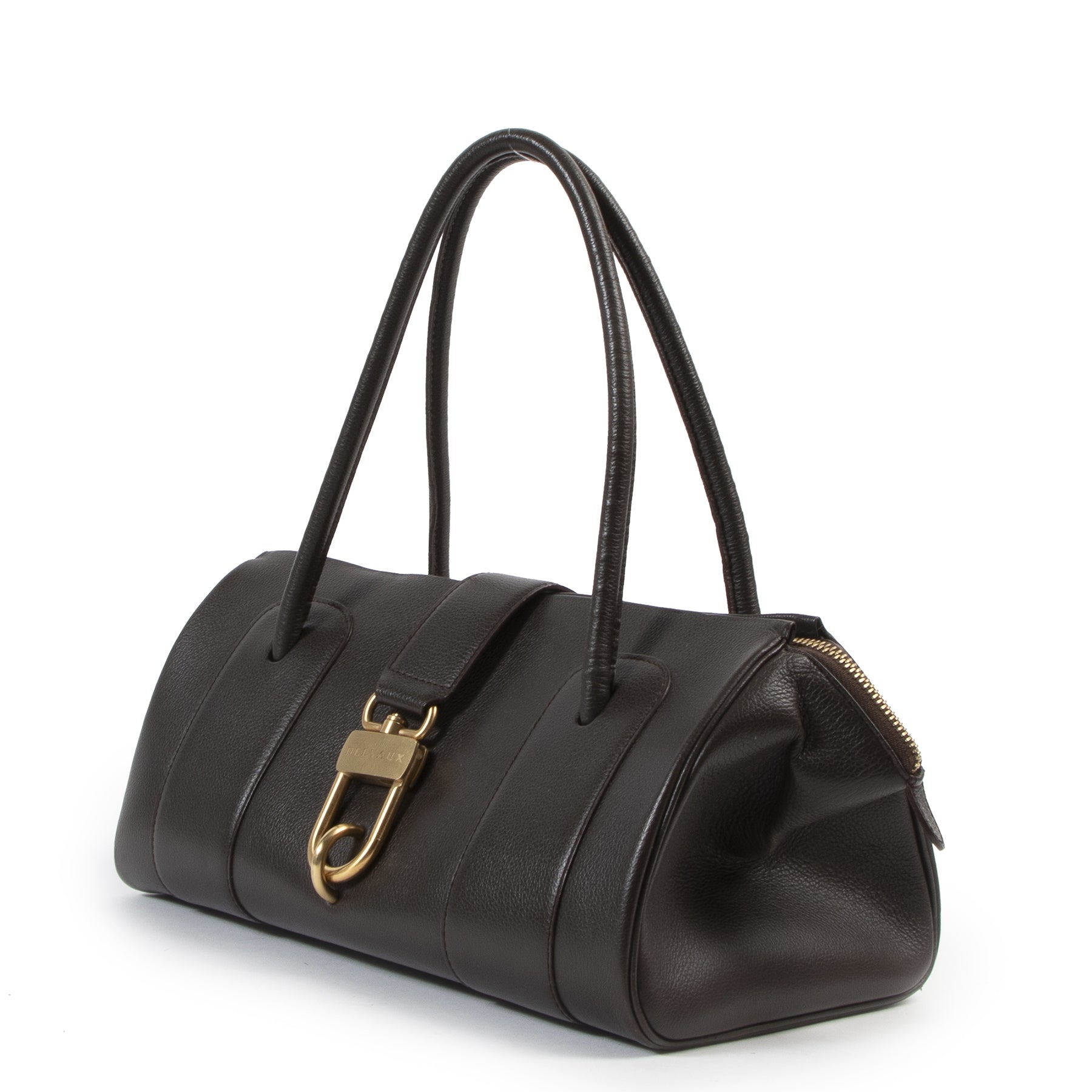Authentieke Tweedehands Delvaux Brown George Shoulder Bag juiste prijs veilig online shoppen luxe merken webshop winkelen Antwerpen België mode fashion