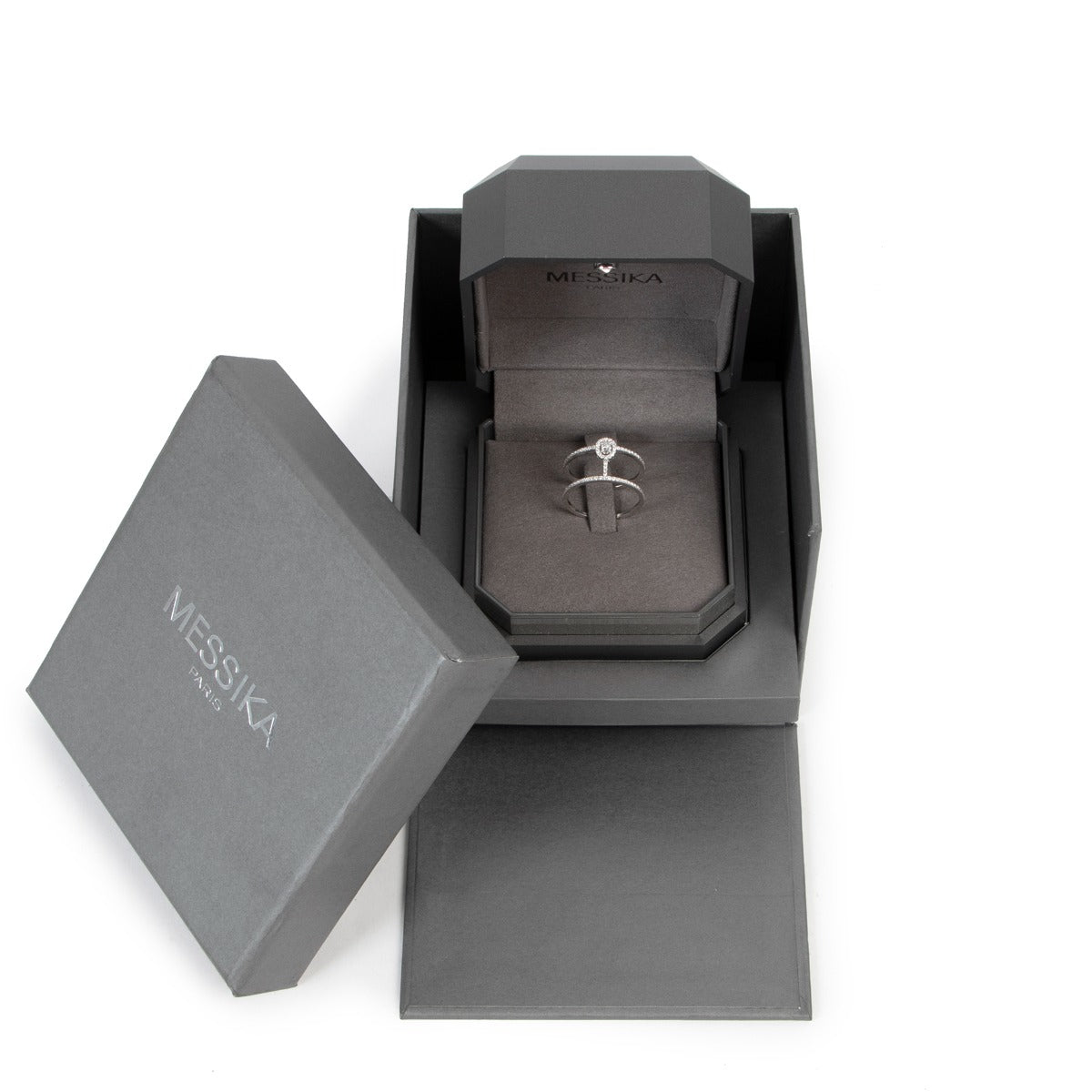 Buy a 100% authentic second hand Messika Glam'azone 2 Rows Pavé White Gold Diamond Ring as new at Labellov