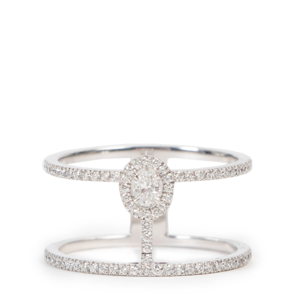 Buy a 100% authentic second hand Messika Glam'azone 2 Rows Pavé White Gold Diamond Ring as new at Labellov