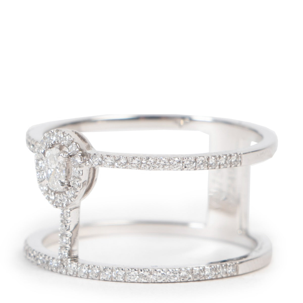 Buy a 100% authentic second hand Messika Glam'azone 2 Rows Pavé White Gold Diamond Ring as new at Labellov