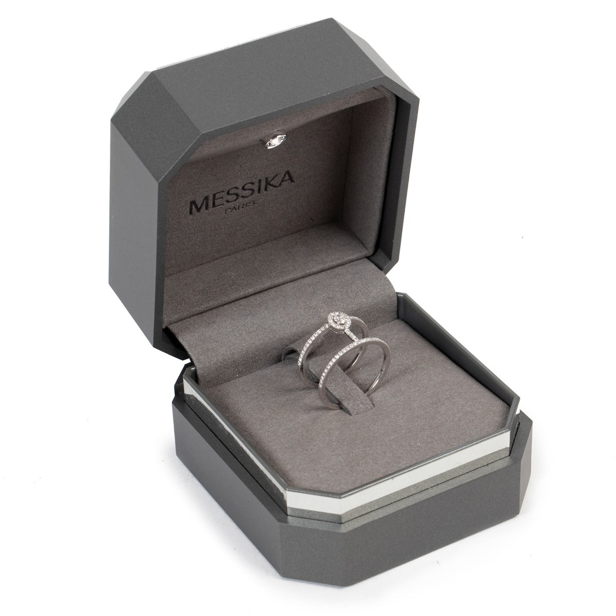 Buy a 100% authentic second hand Messika Glam'azone 2 Rows Pavé White Gold Diamond Ring as new at Labellov