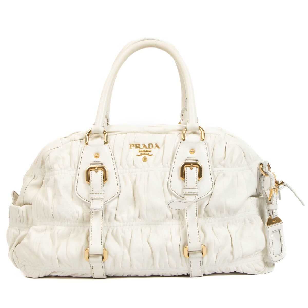 Prada White Nappa Gaufre Satchel Bag