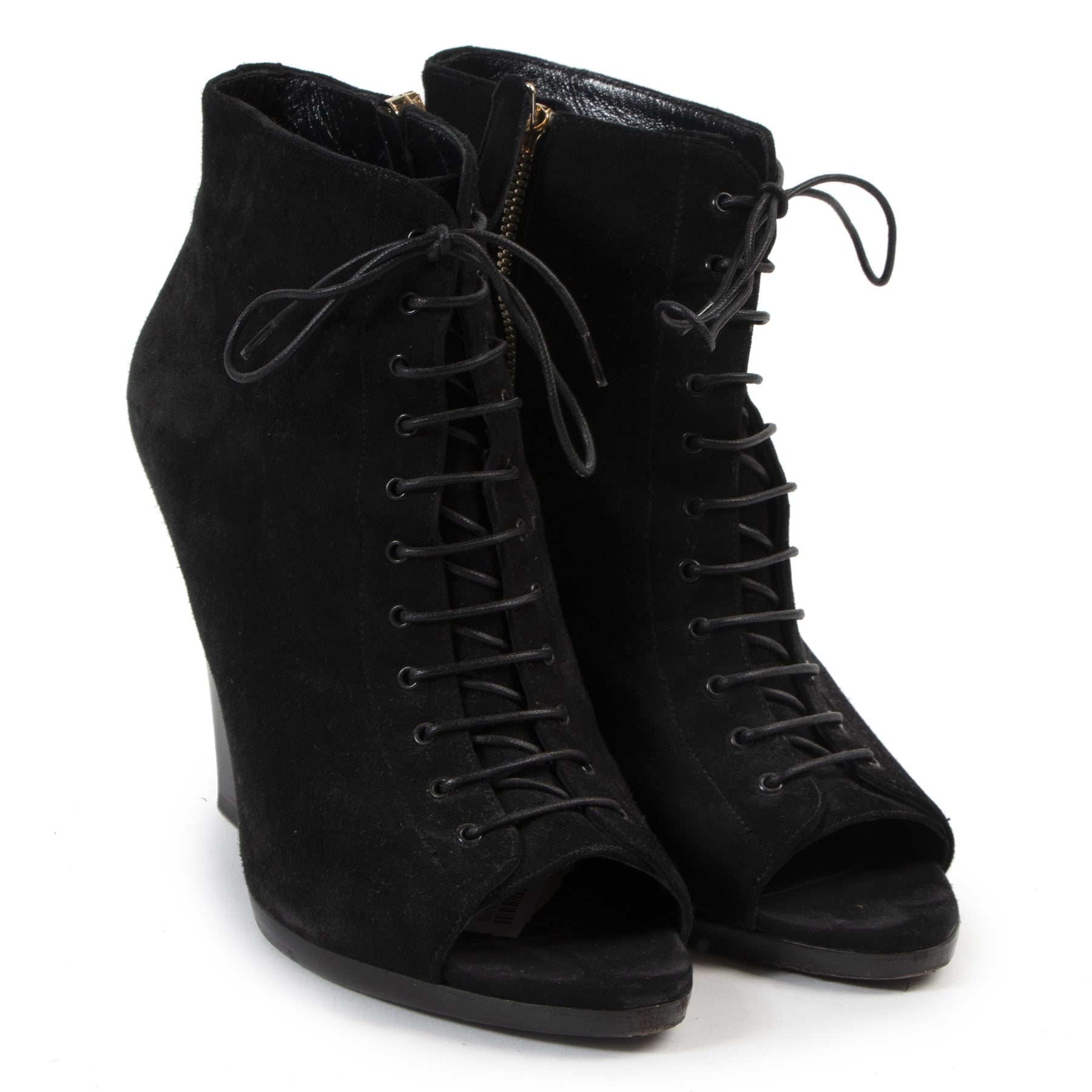 Authentic secondhand Burberry Suede Peep-Toe Booties - size 39.5 designer shoes fashion luxury vintage webshop safe secure online shopping