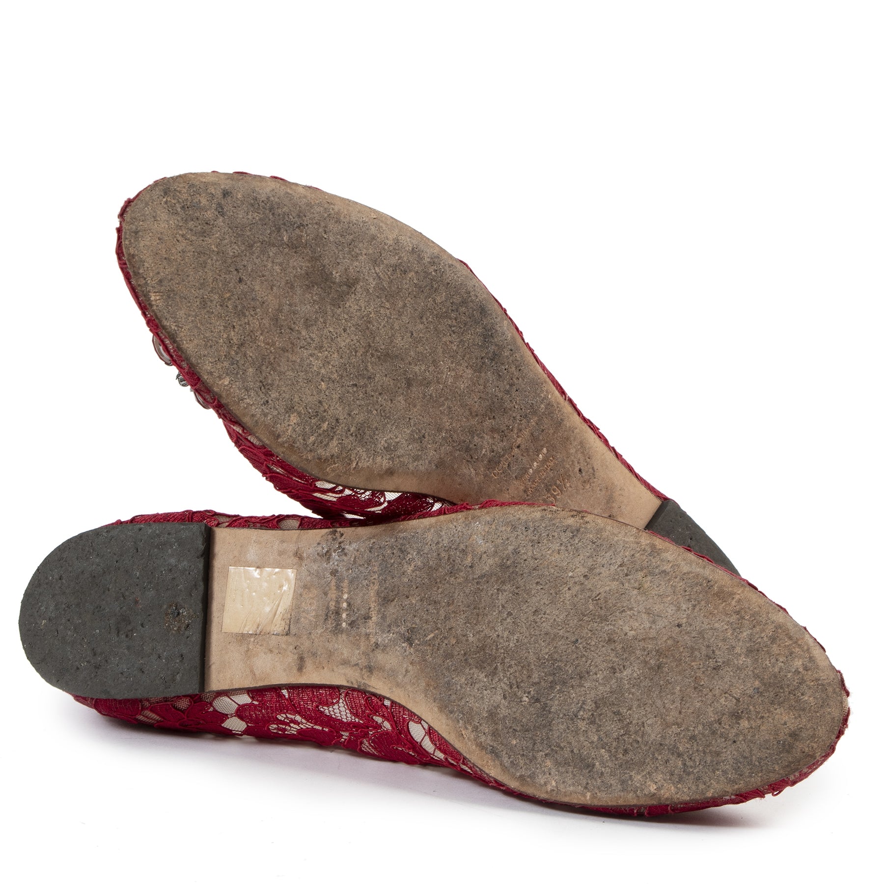 Dolce & Gabbana Red Lace Ballerina Flats - size 39.5