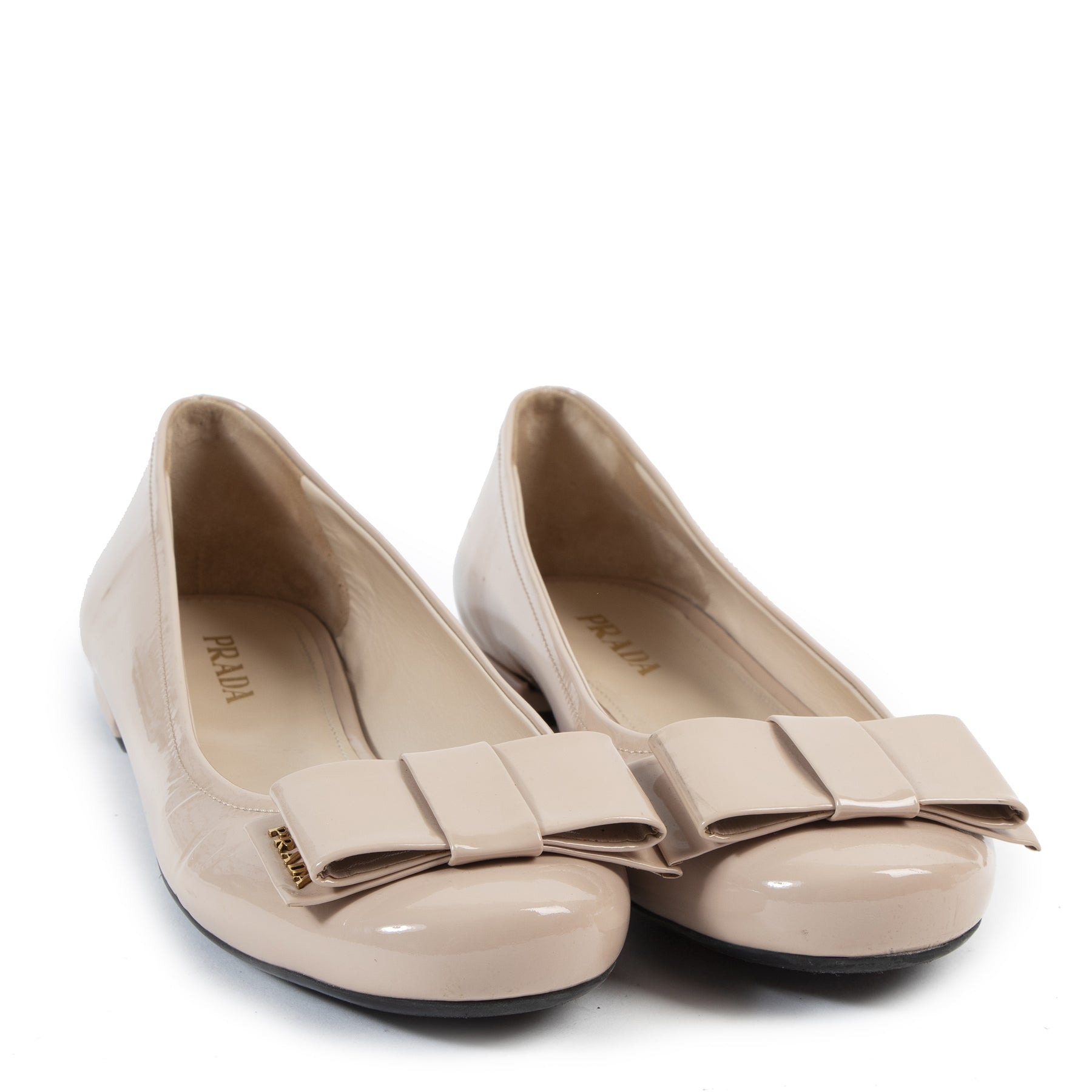 Prada Nude Pink Patent Leather Ballerina Flats