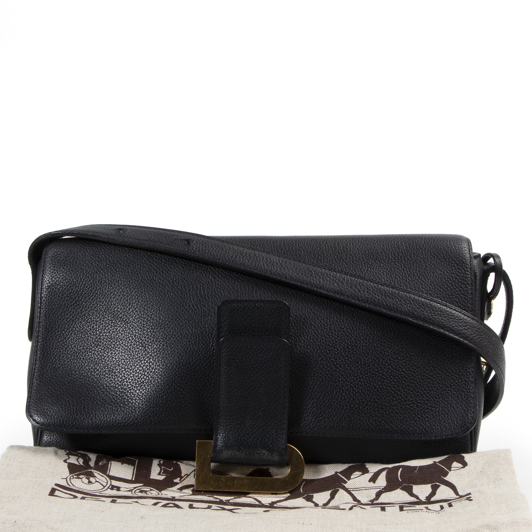 Authentic secondhand Delvaux Blue Passerelle Crossbody Bag designer bags fashion luxury vintage webshop safe secure online shopping