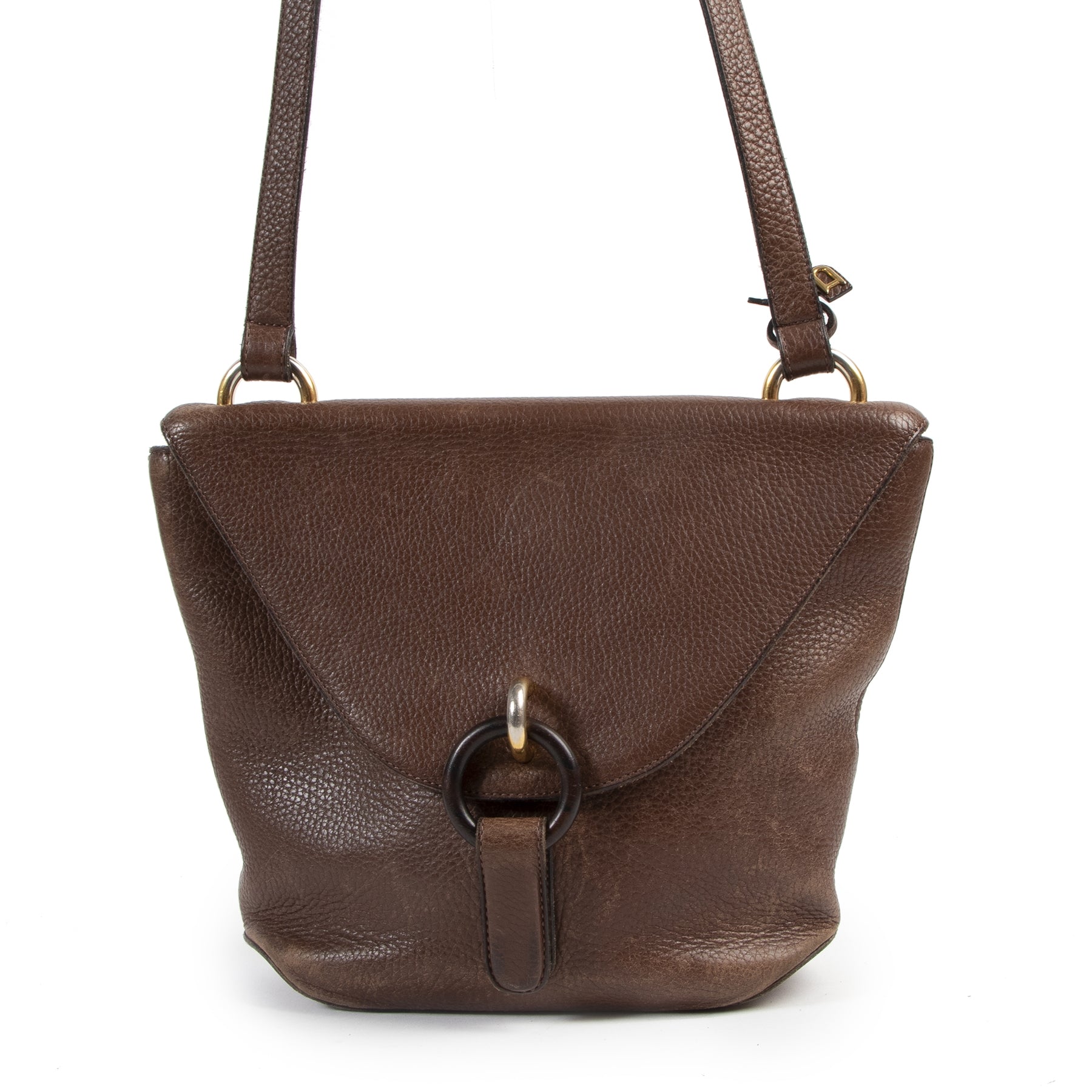 Authentic secondhand Delvaux Brown Front Flap Crossbody Bag designer bags fashion luxury vintage webshop safe secure online shopping