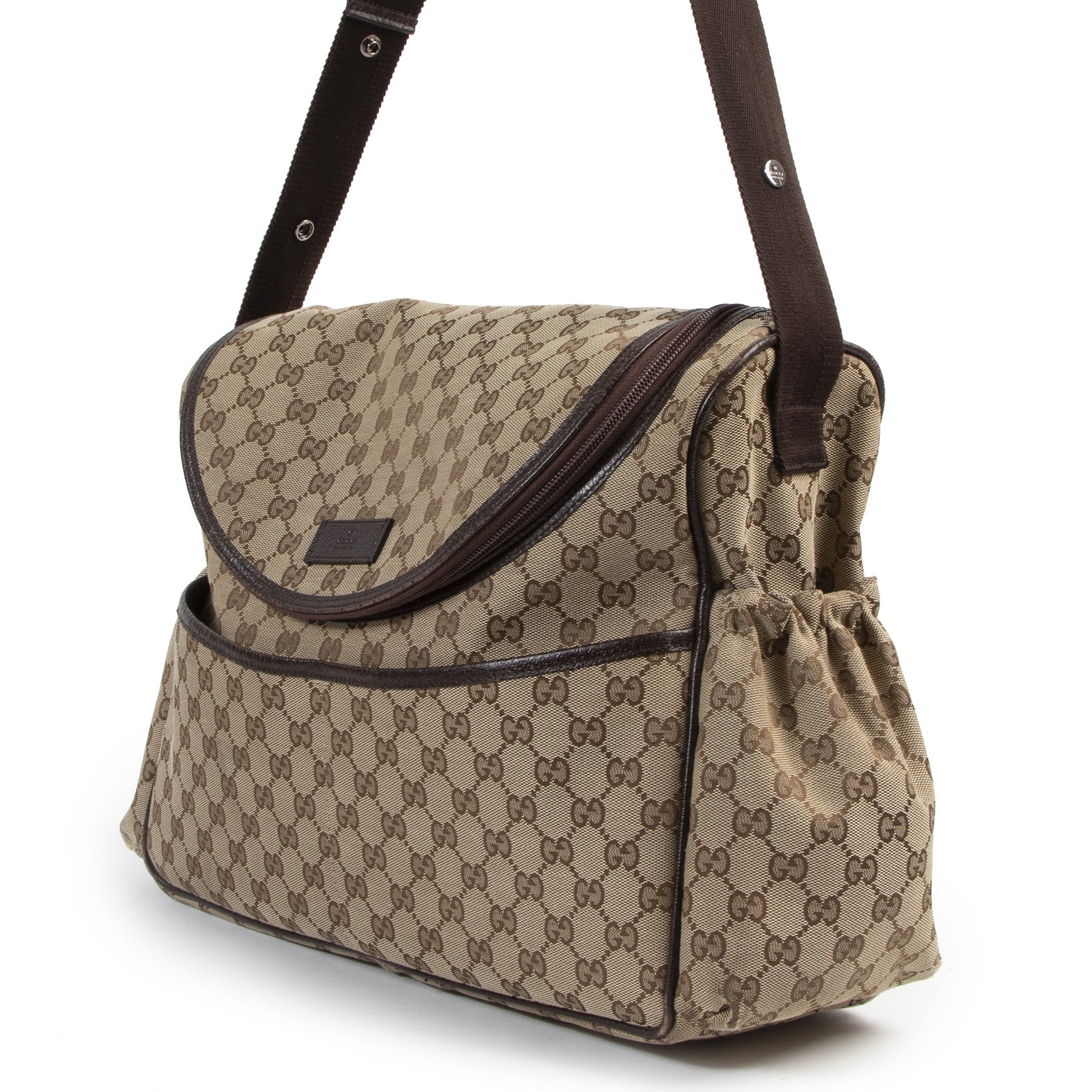 Authentic secondhand Gucci Monogram Canvas Diaper Bag designer bags fashion luxury vintage webshop safe secure online shopping