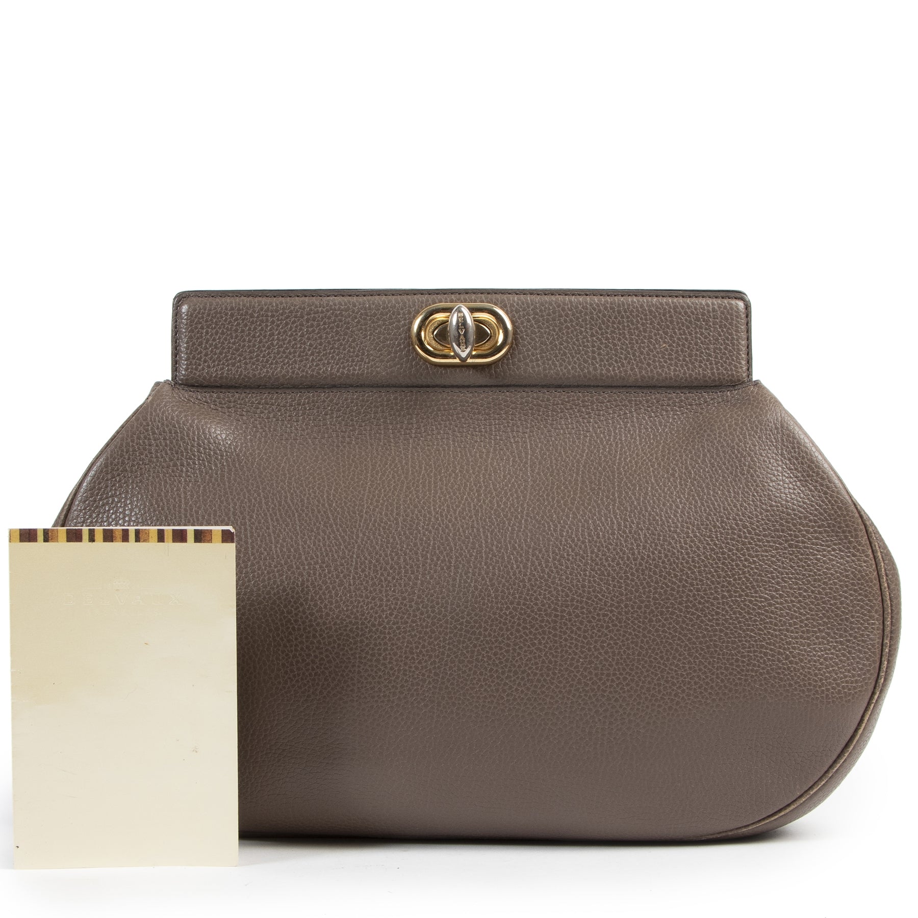 Authentic secondhand Delvaux Taupe Leather Paradis GM Clutch Bag designer bags fashion luxury vintage webshop safe secure online shopping