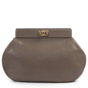 Authentieke Tweedehands Delvaux Taupe Leather Paradis GM Clutch Bag juiste prijs veilig online shoppen luxe merken webshop winkelen Antwerpen België mode fashion