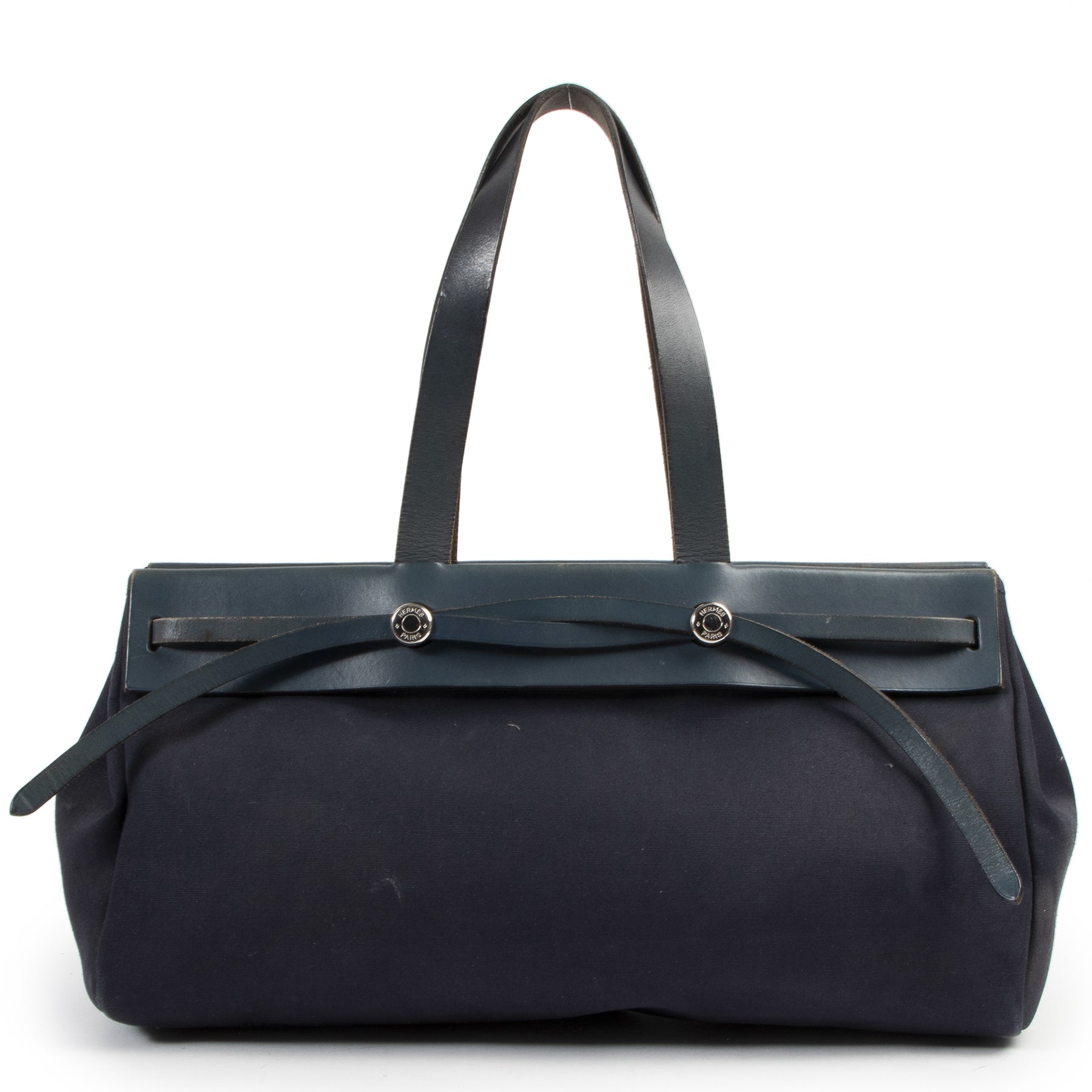 Authentieke Tweedehands Hermès Blue Marine Herbag Cabas Tote juiste prijs veilig online shoppen luxe merken webshop winkelen Antwerpen België mode fashion