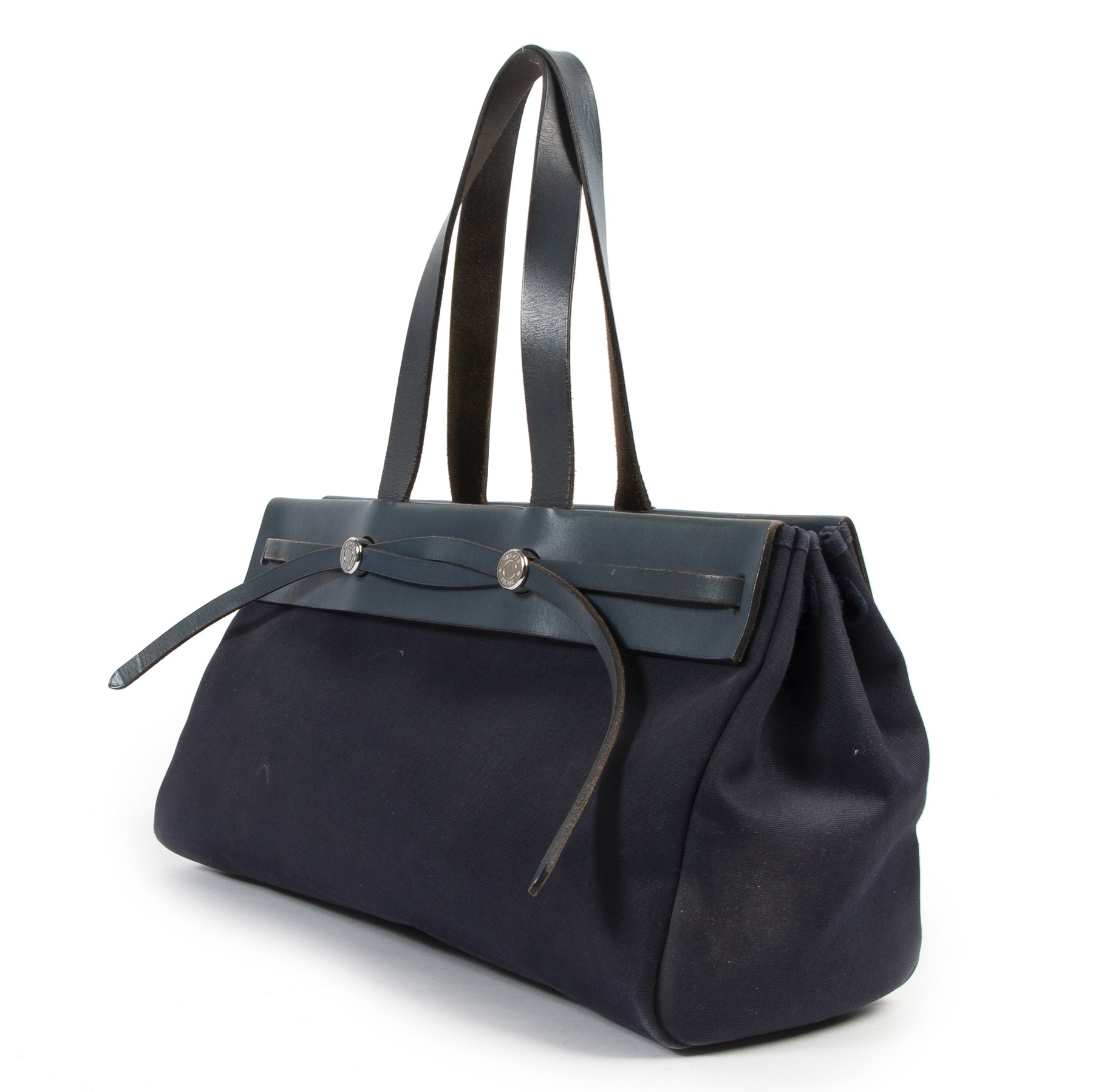 Authentic secondhand Hermès Blue Marine Herbag Cabas Tote designer bags fashion luxury vintage webshop safe secure online shopping
