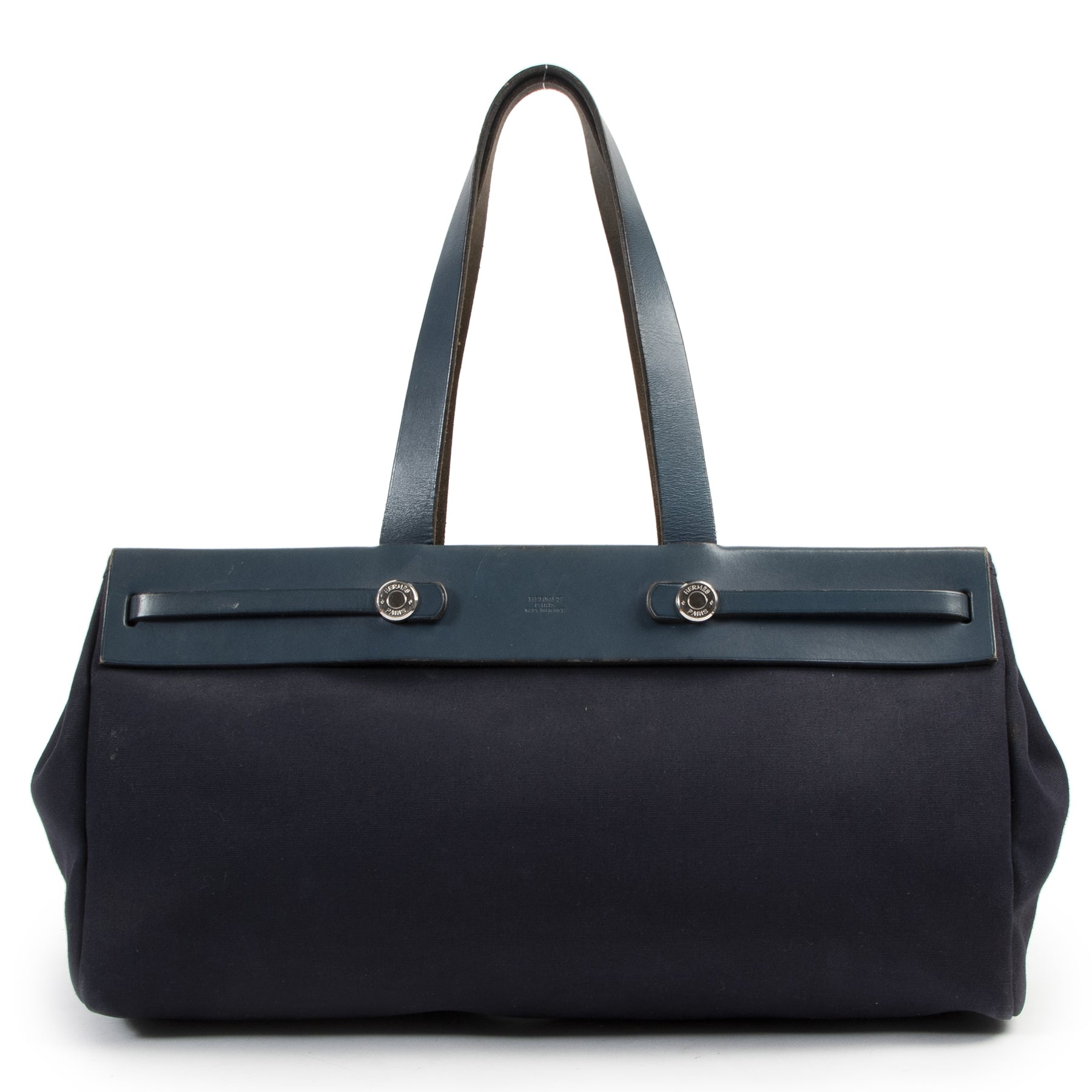 Authentic secondhand Hermès Blue Marine Herbag Cabas Tote designer bags fashion luxury vintage webshop safe secure online shopping