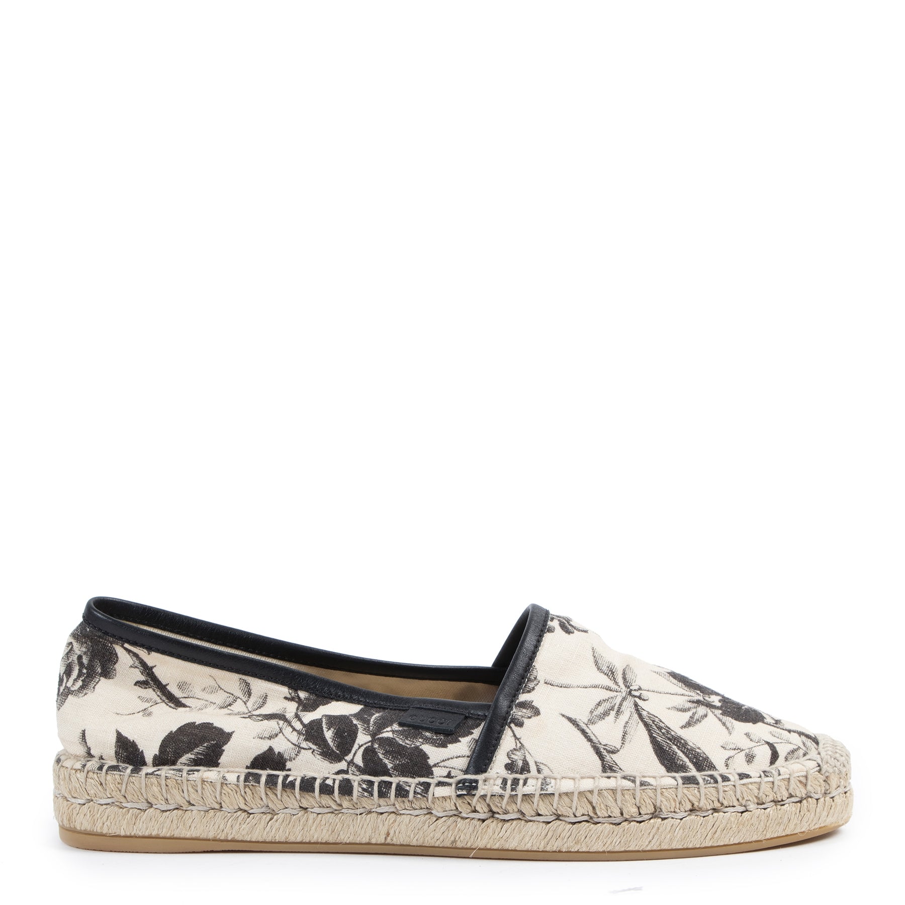 Authentieke Tweedehands Gucci Pilar Floral-Print Canvas Espadrilles juiste prijs veilig online shoppen luxe merken webshop winkelen Antwerpen België mode fashion