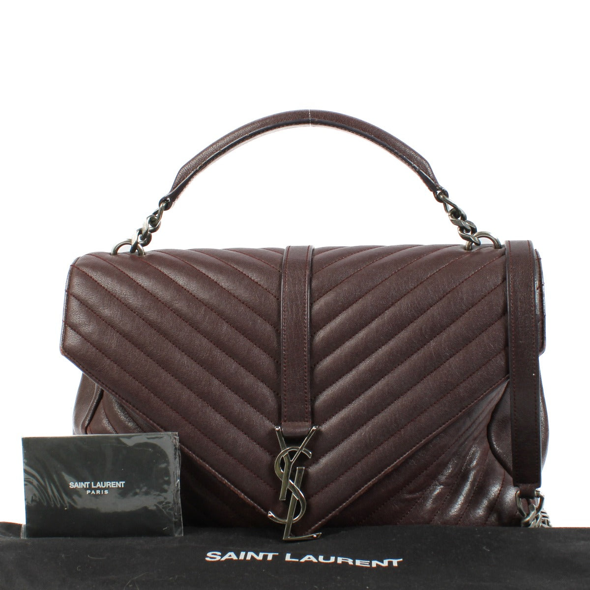 Shop 100% authentic secondhand Saint Laurent Burgundy College Large Shoulder Bag on Labellov.com