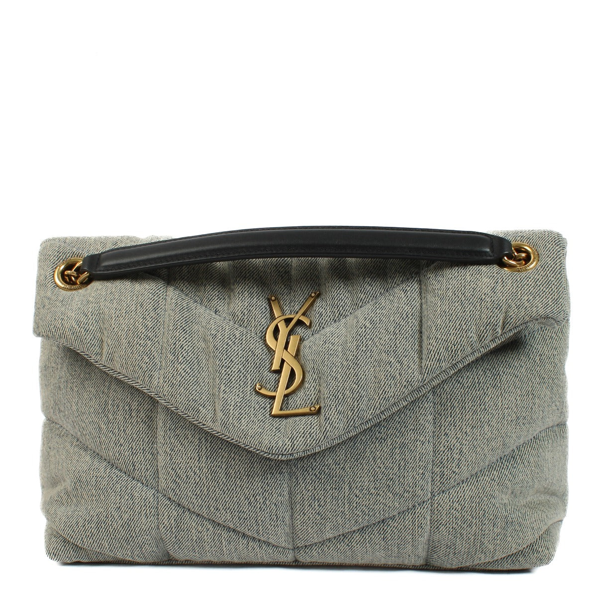 Saint Laurent Grey Denim Small Puffer Bag