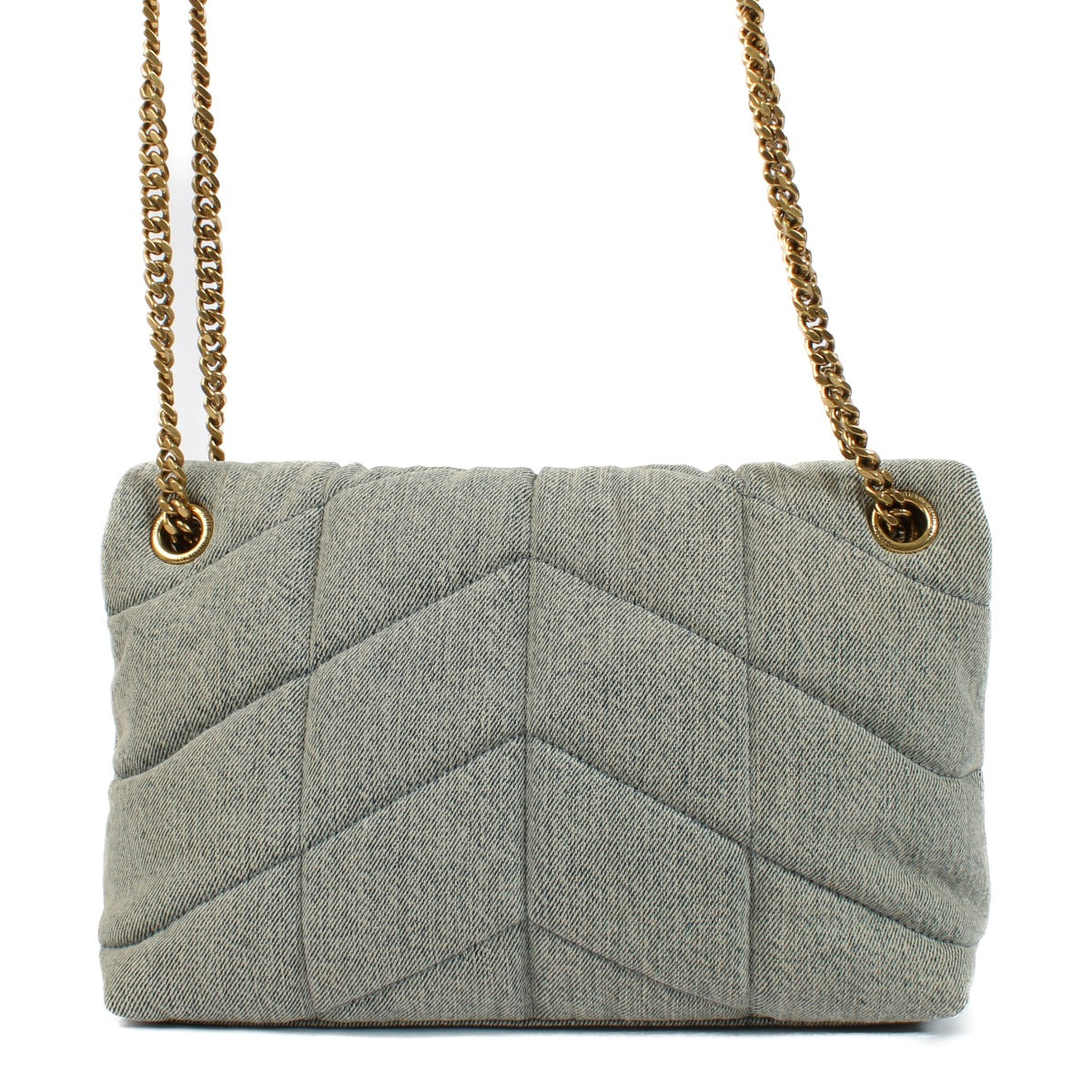 Saint Laurent Grey Denim Small Puffer Bag