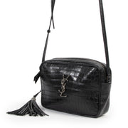 Bent u op zoek naar een authentiek exemplaar van de Saint Laurent Croco Embossed Lou Satchel Crossbody Bag