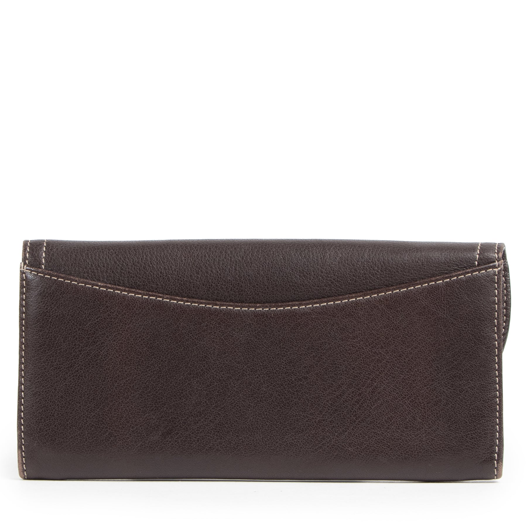 Authentieke Tweedehands Christian Dior Brown Leather Saddle Wallet juiste prijs veilig online shoppen luxe merken webshop winkelen Antwerpen België mode fashion