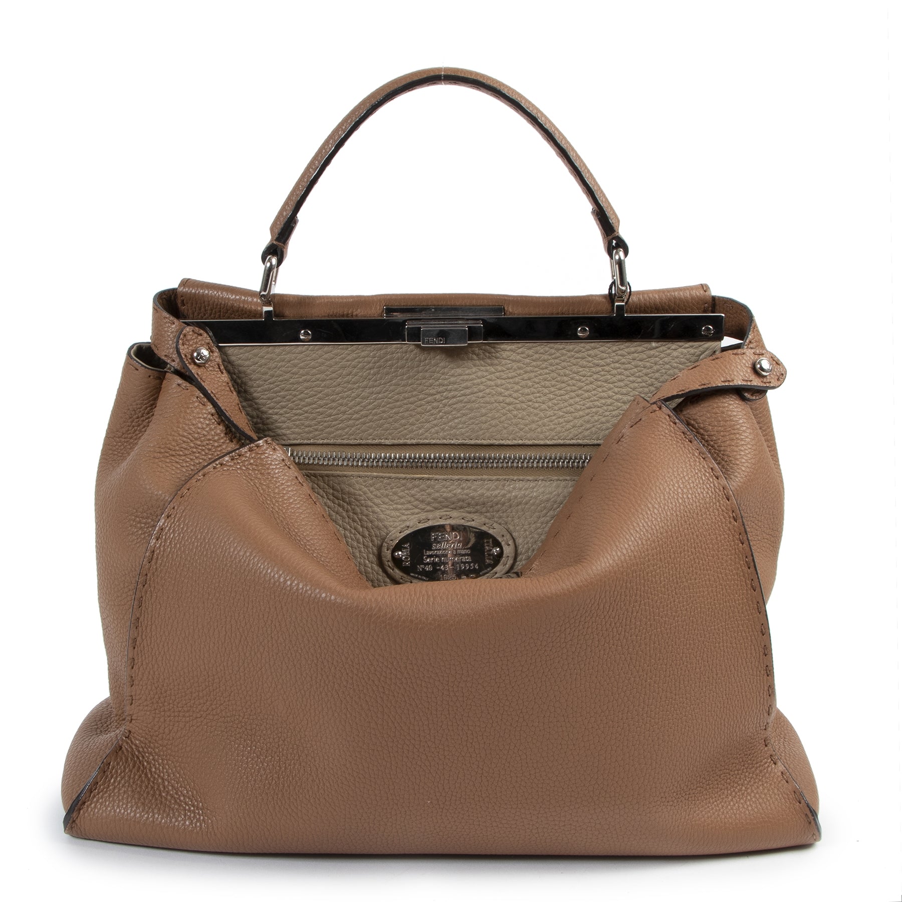 acheter en ligne seconde main Fendi Cognac Large Classic Peekaboo Tote