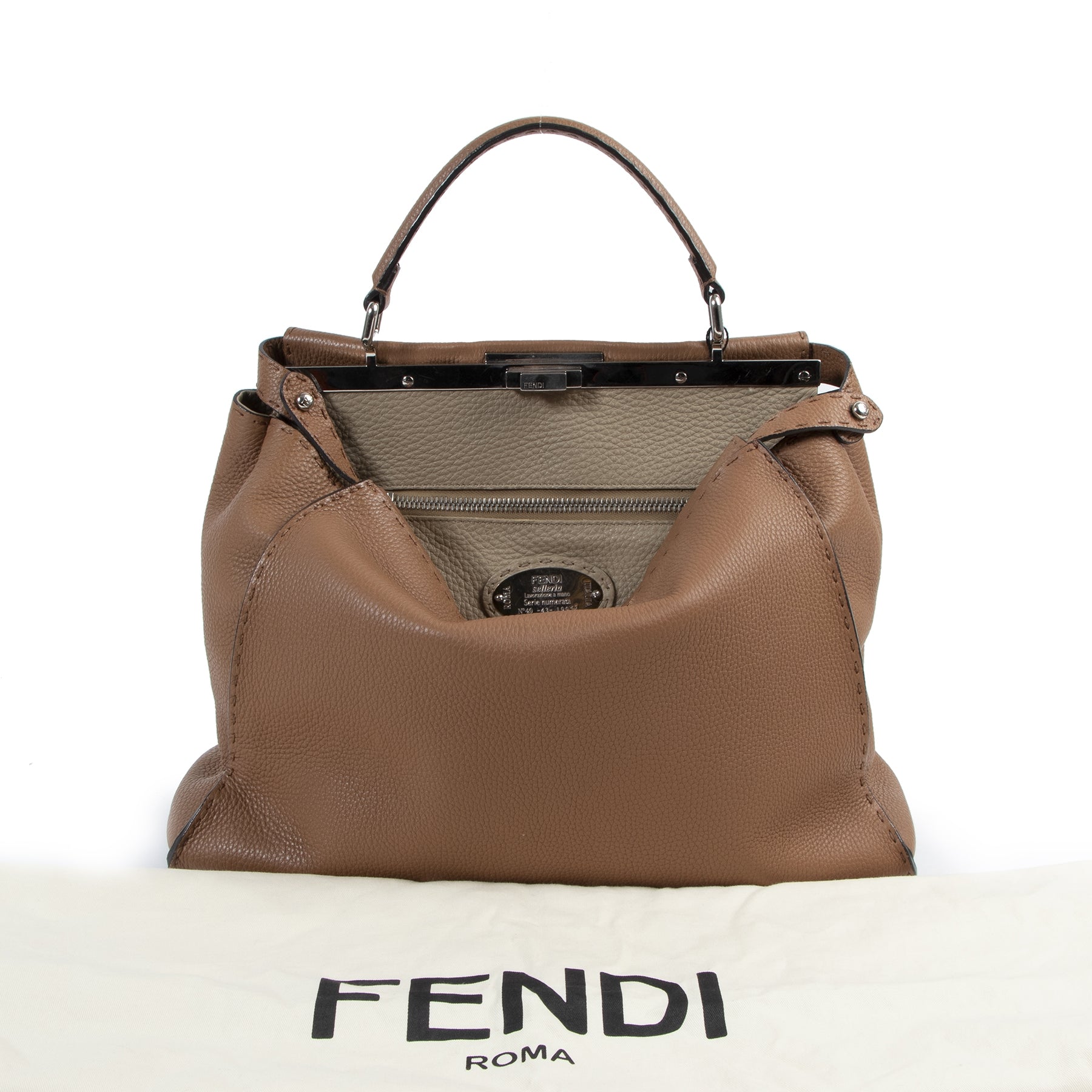 Fendi Cognac Large Classic Peekaboo Tote