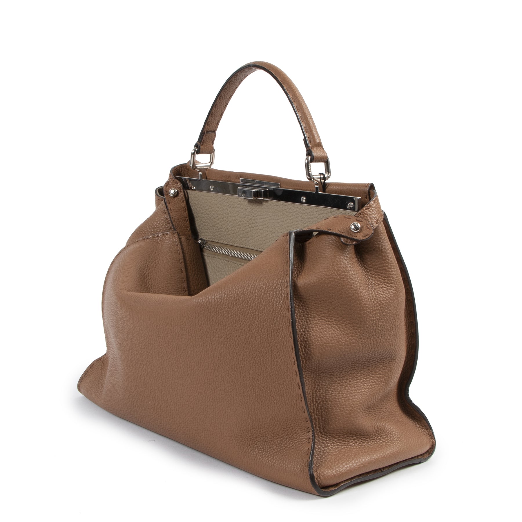 koop veilig online tegen de beste prijs Fendi Cognac Large Classic Peekaboo Tote