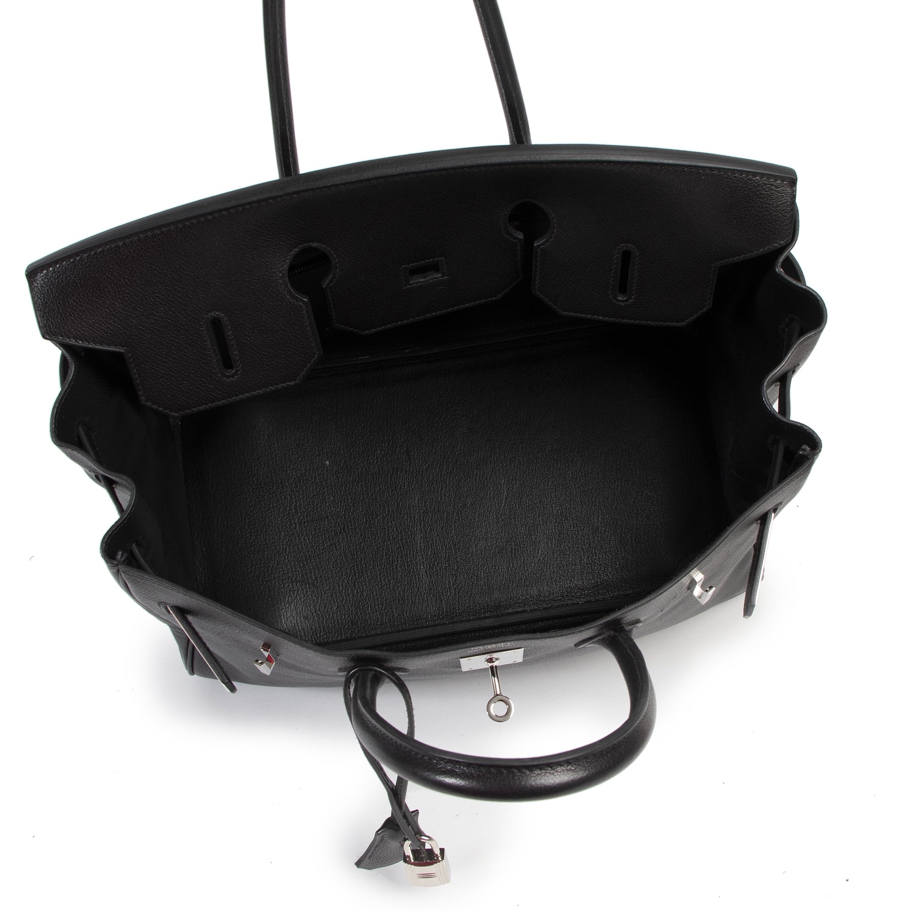 100% authentic Hermès Birkin 35 Black Chevre Mysore PHW for the best price at Labellov