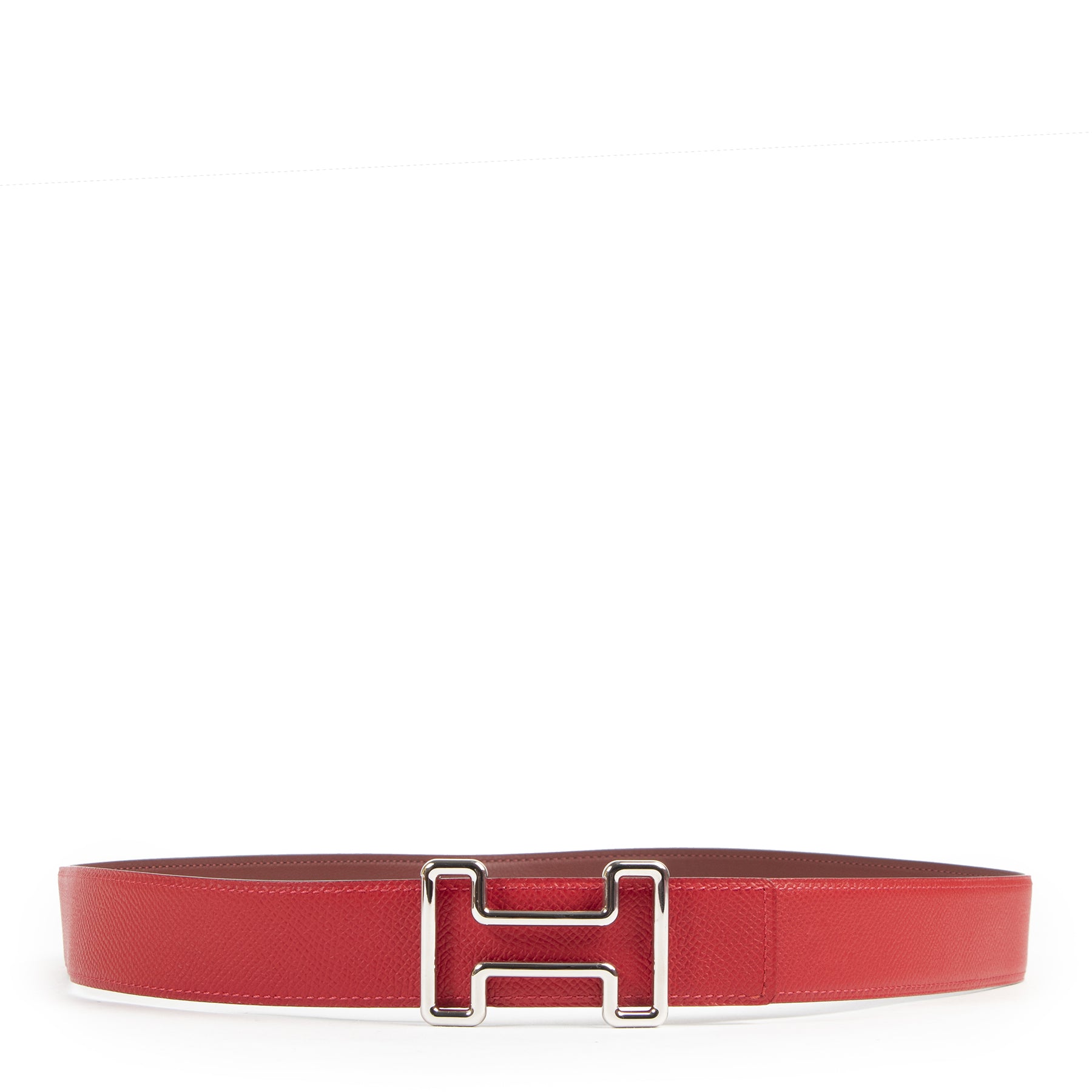 Authentieke Tweedehands Hermès Red Leather Reversible H Belt - Size 105 juiste prijs veilig online shoppen luxe merken webshop winkelen Antwerpen België mode fashion