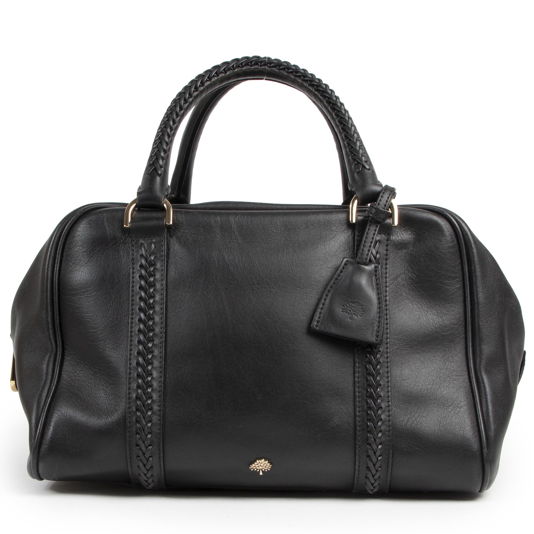 Authentieke Tweedehands Mulberry Black Leather Top Handle Bag juiste prijs veilig online shoppen luxe merken webshop winkelen Antwerpen België mode fashion