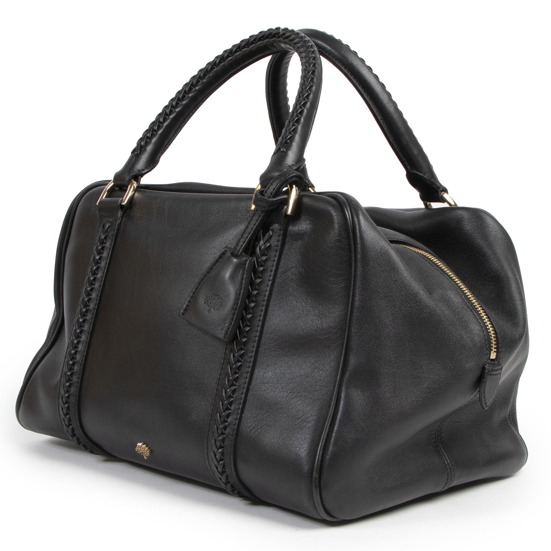 Authentieke Tweedehands Mulberry Black Leather Top Handle Bag juiste prijs veilig online shoppen luxe merken webshop winkelen Antwerpen België mode fashion