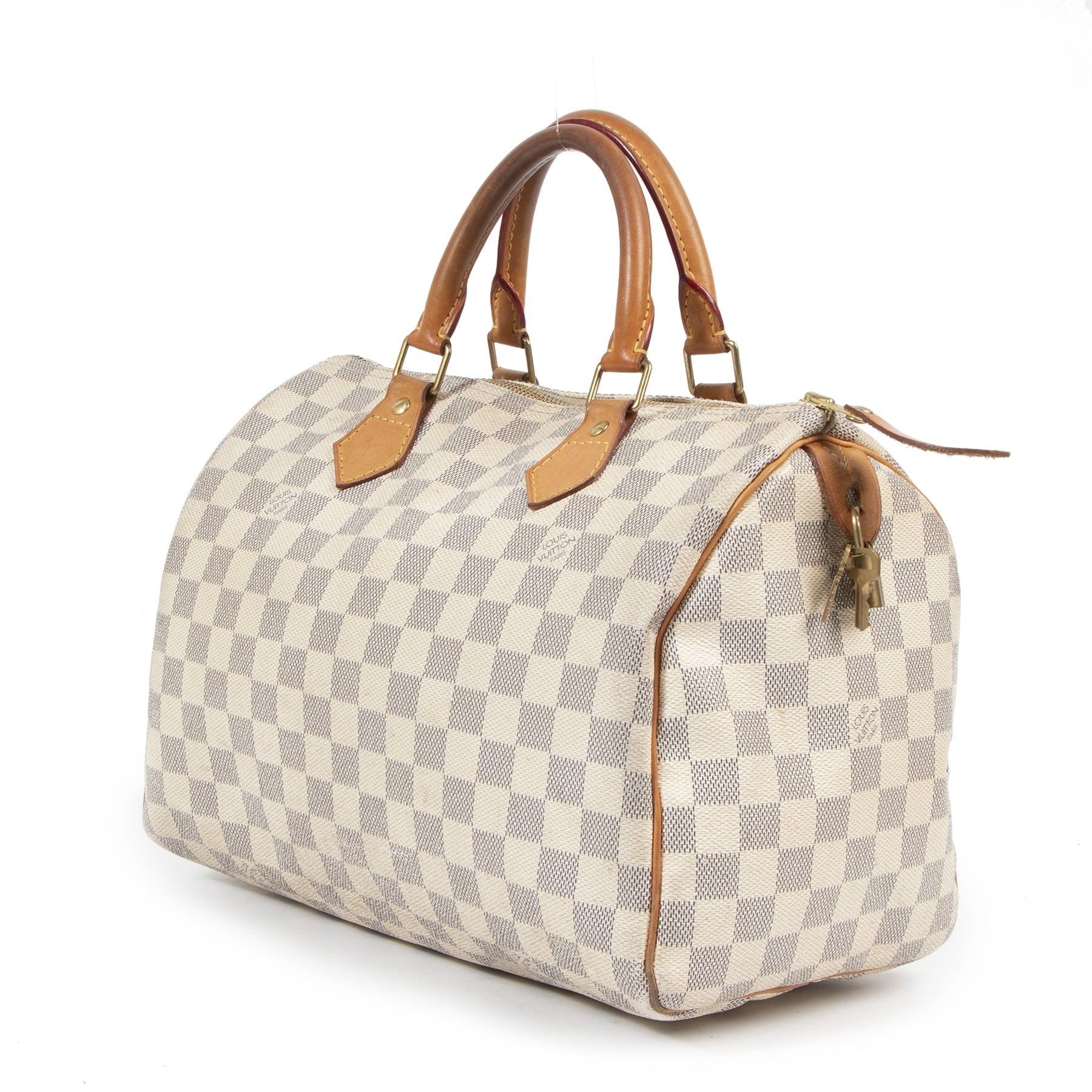 Authentieke Tweedehands Louis Vuitton Damier Azur Speedy 30 Bag juiste prijs veilig online shoppen luxe merken webshop winkelen Antwerpen België mode fashion