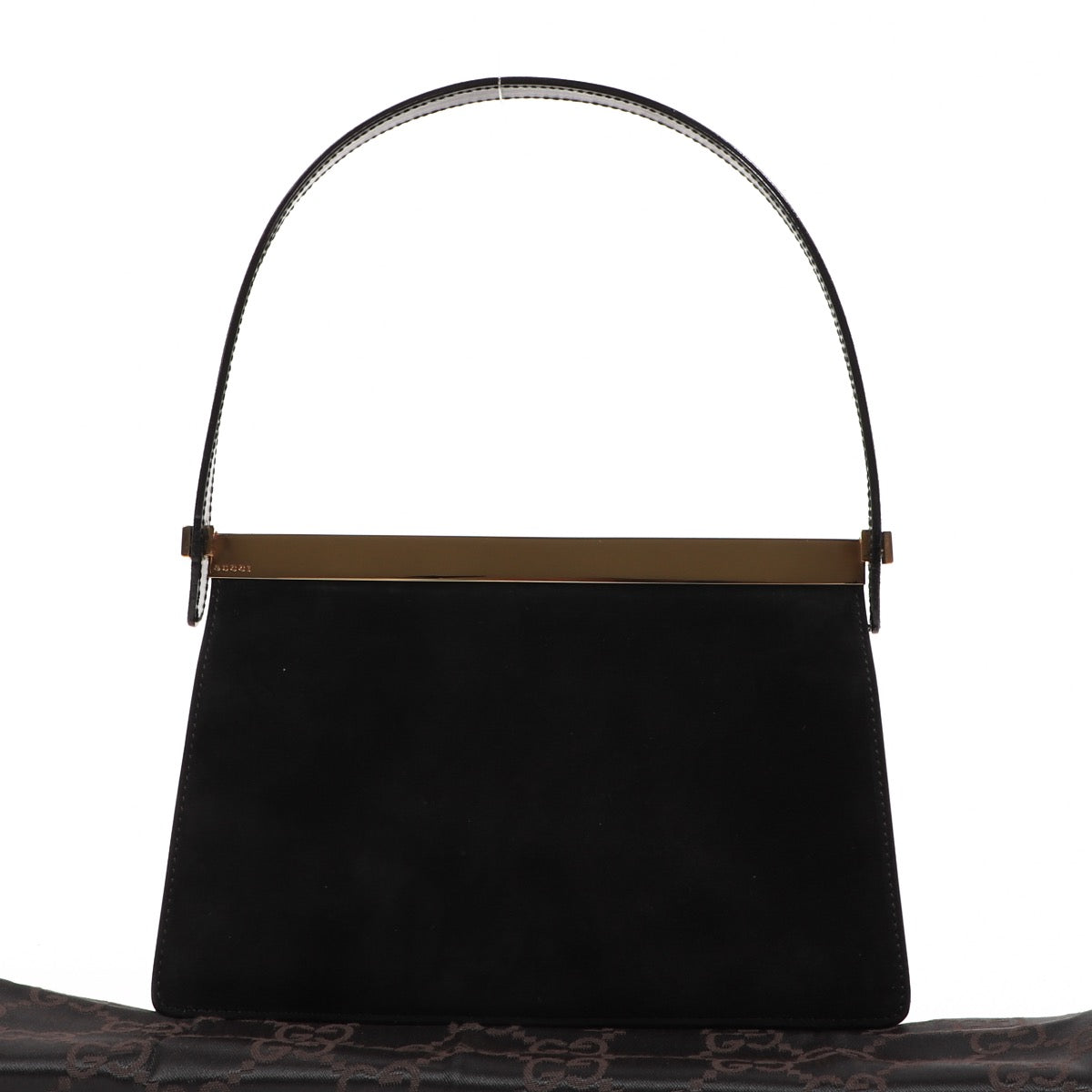 Buy an authentic second hand Gucci Black Suede Top Handle Evening Bag in very good condition at Labellov.com