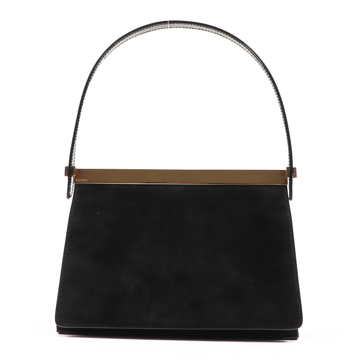Buy an authentic second hand Gucci Black Suede Top Handle Evening Bag in very good condition at Labellov.com