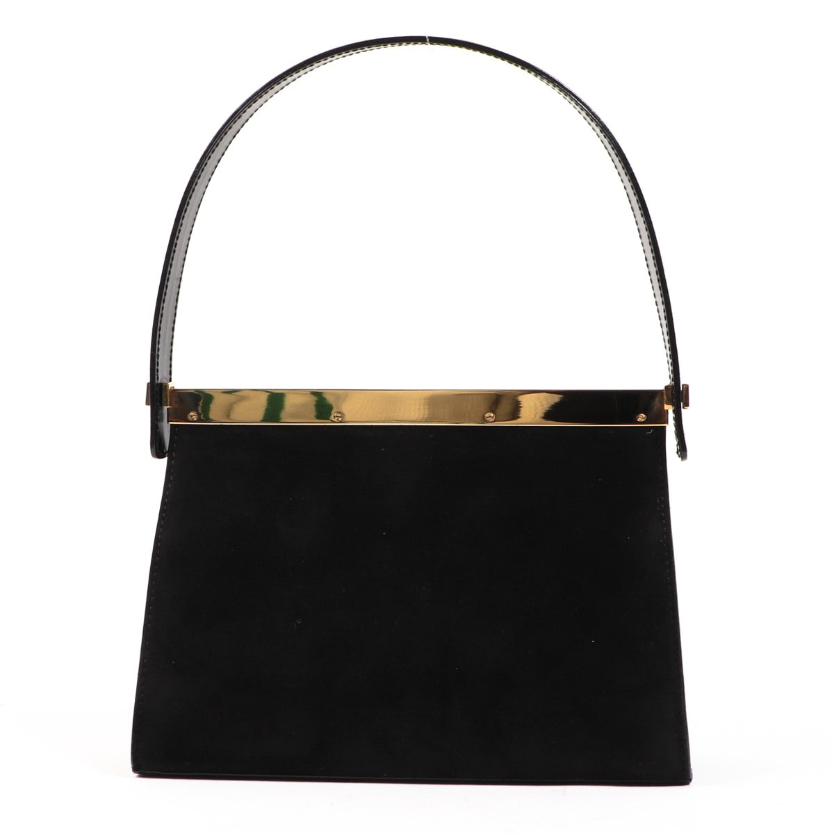 Buy an authentic second hand Gucci Black Suede Top Handle Evening Bag in very good condition at Labellov.com