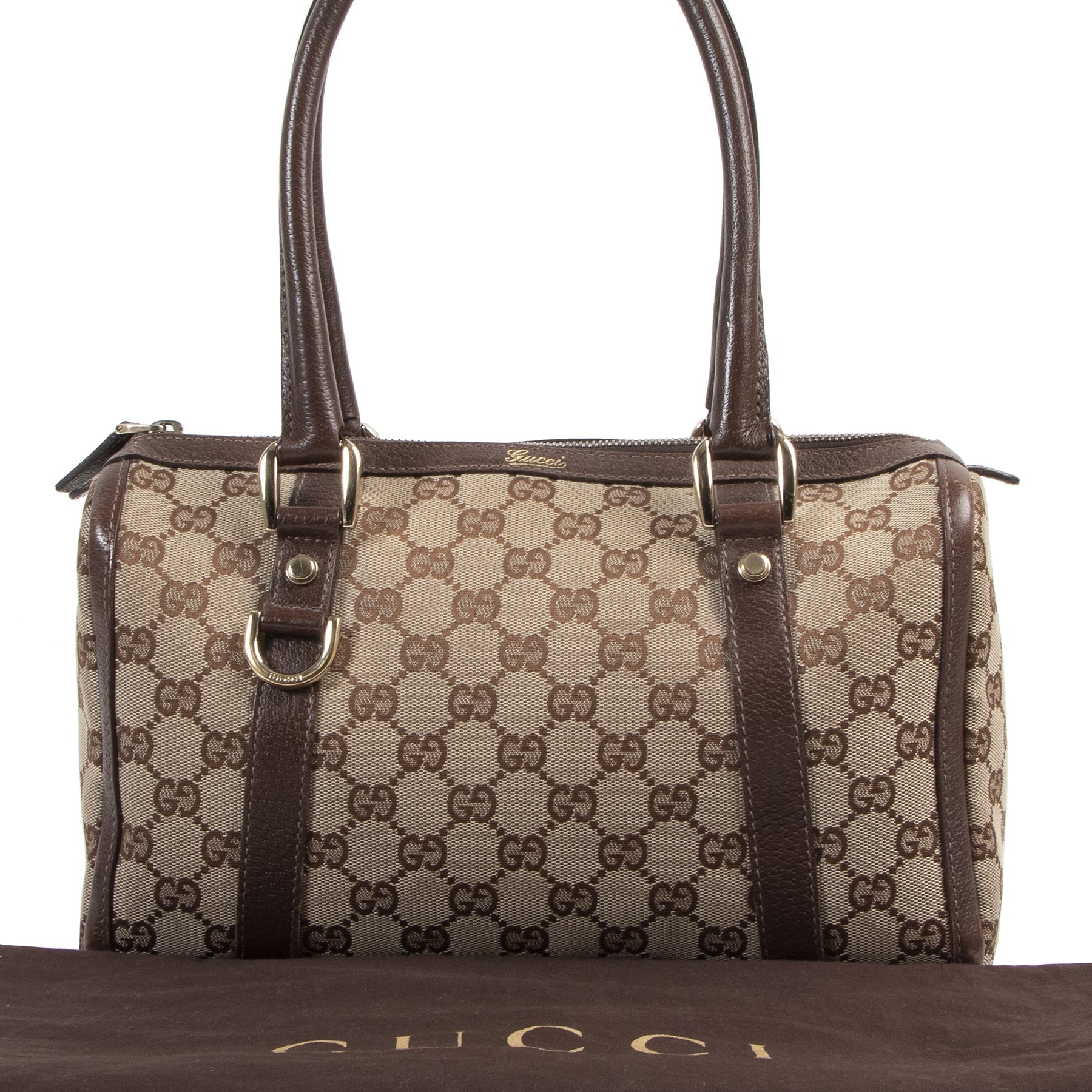 Authentieke Tweedehands Gucci Monogram Small Abbey Boston Bag juiste prijs veilig online shoppen luxe merken webshop winkelen Antwerpen België mode fashion