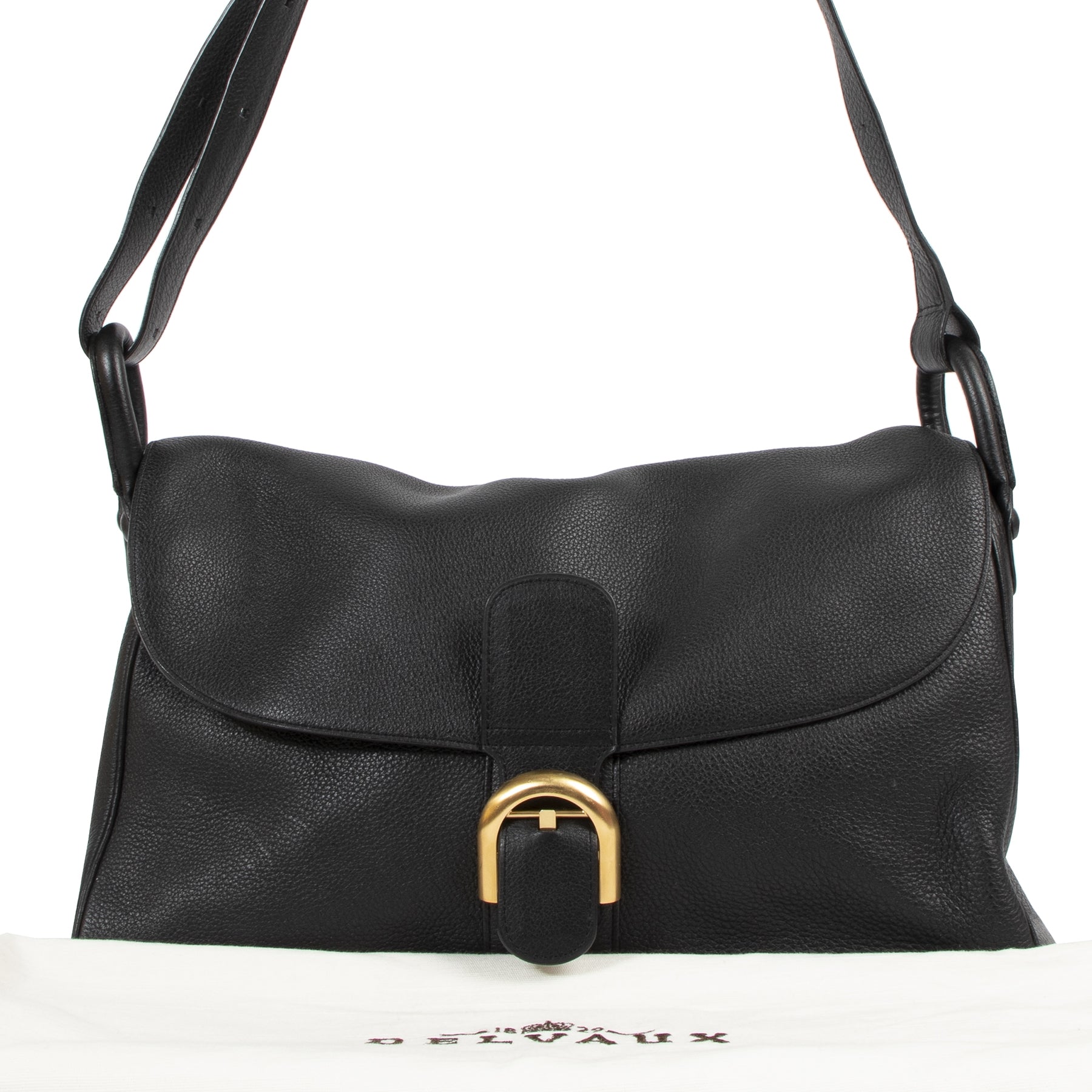 Authentic secondhand Delvaux Black Leather Brillant Besace Bag designer bags fashion luxury vintage webshop safe secure online shopping