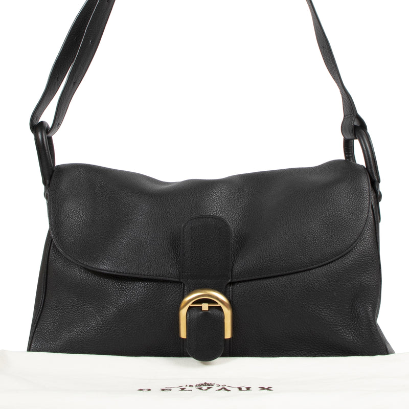Authentic secondhand Delvaux Black Leather Brillant Besace Bag designer bags fashion luxury vintage webshop safe secure online shopping