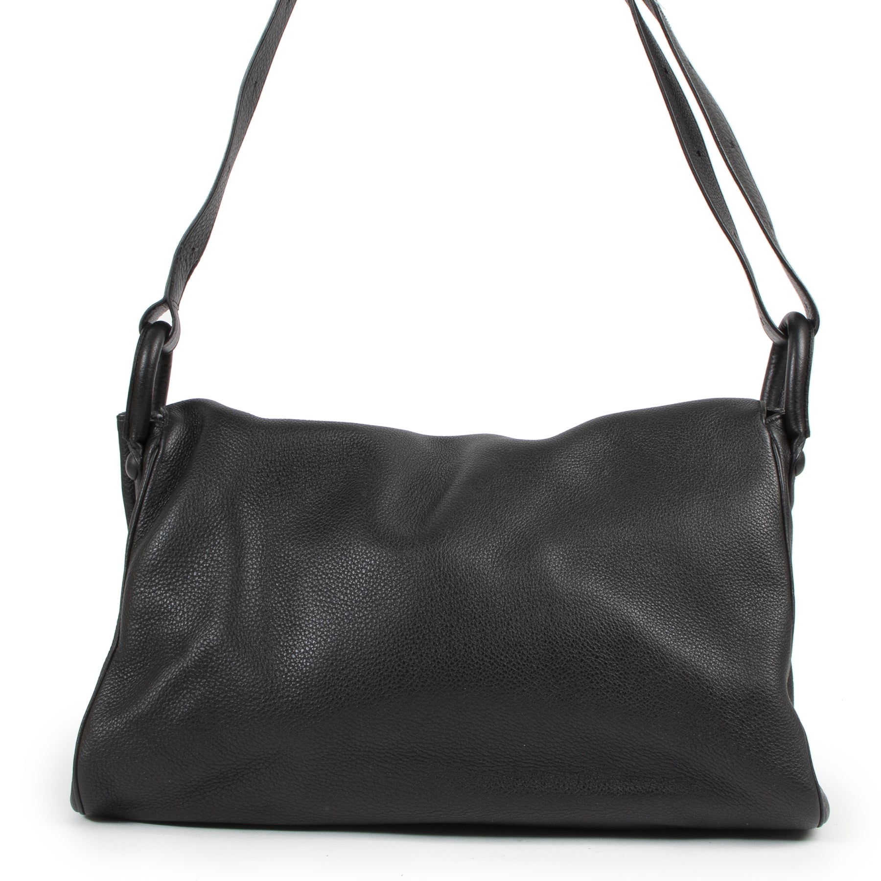 Authentieke Tweedehands Delvaux Black Leather Brillant Besace Bag juiste prijs veilig online shoppen luxe merken webshop winkelen Antwerpen België mode fashion