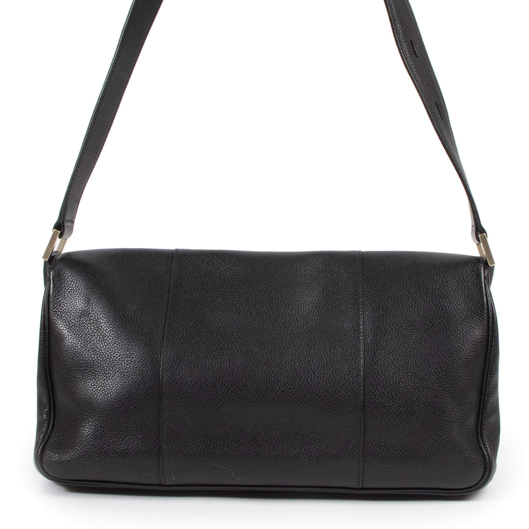 Authentieke Tweedehands Delvaux Black Leather Shoulder Bag juiste prijs veilig online shoppen luxe merken webshop