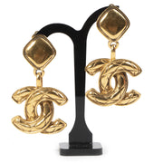 Chanel Vintage Quilted CC Dangling Earrings