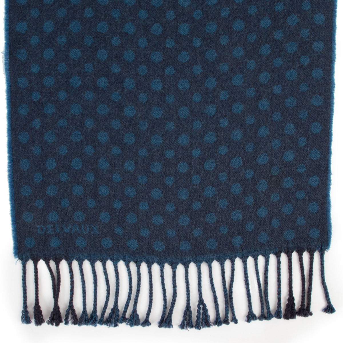 Buy luxury second hand vintage designer Delvaux Blue Polka Dot Wool Scarf at Labellov.