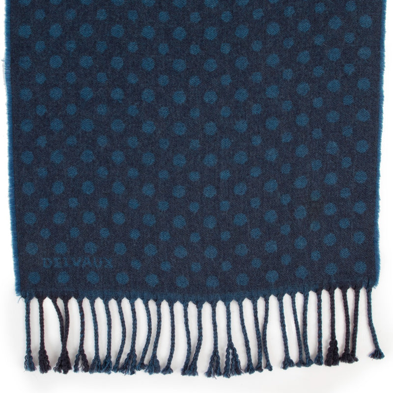 Buy luxury second hand vintage designer Delvaux Blue Polka Dot Wool Scarf at Labellov.