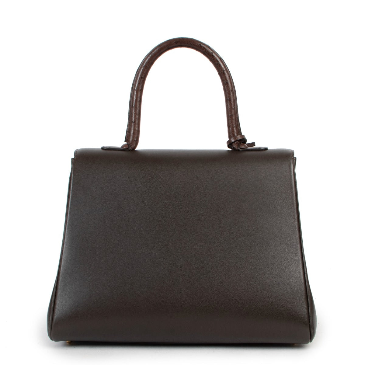Delvaux Brillant MM Brown Ostrich/Calfskin Leather Handbag