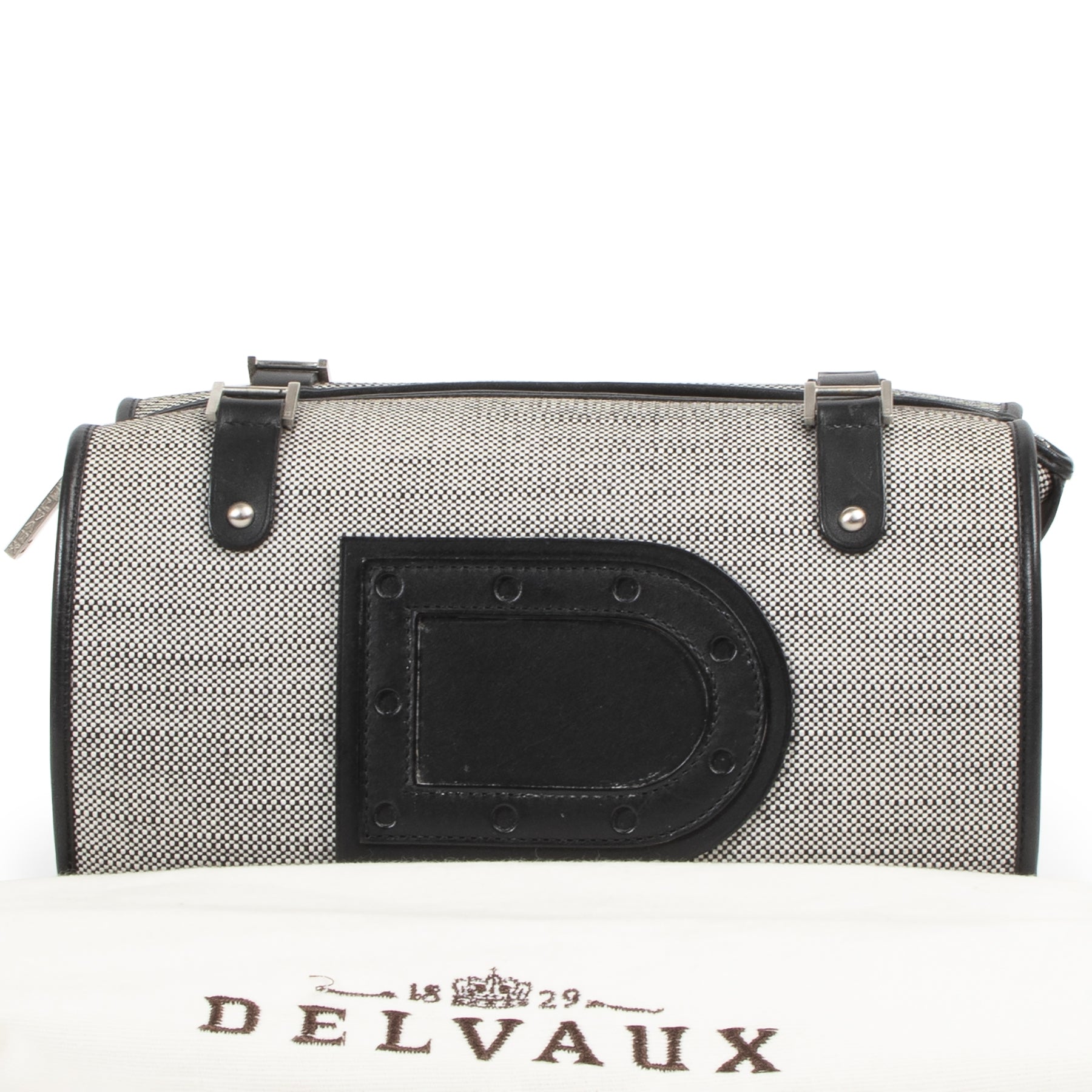 Authentic secondhand Delvaux Le Astrid MM Toile Charleston Noire Toiletry Bag designer bags fashion luxury vintage webshop safe secure online shopping